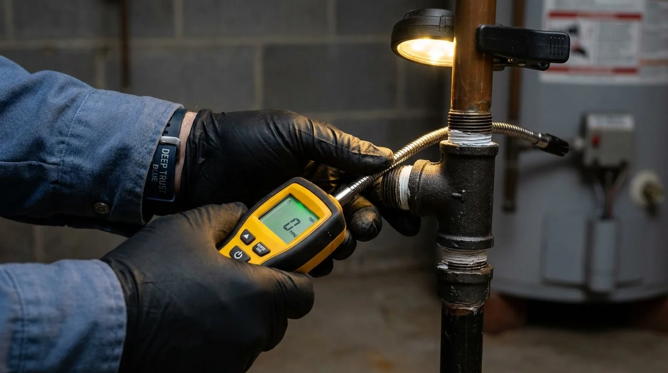 Gas leak detection with electronic sniffer by Johns Plumbing LLC in Pharr