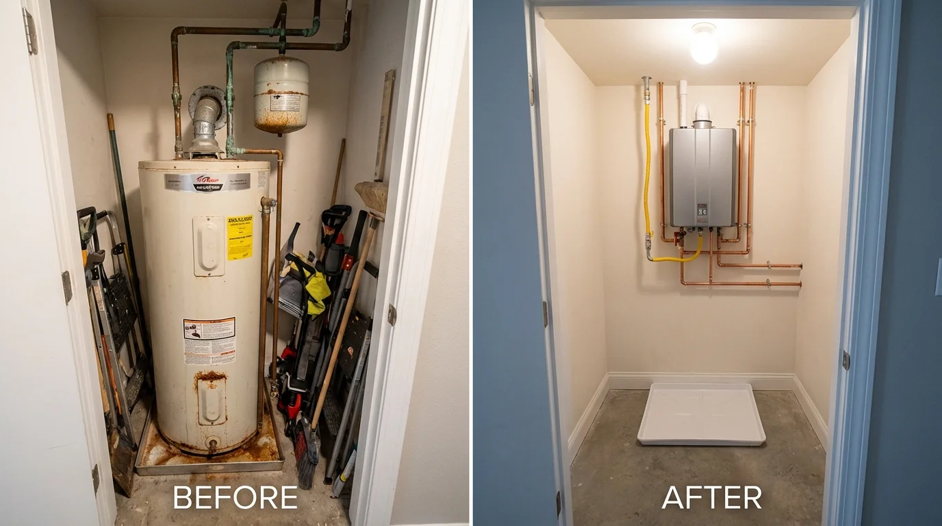 Tank water heater versus wall-mounted tankless unit comparison for Pharr, TX homeowners